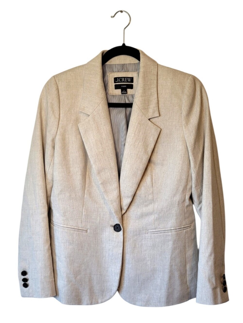 J. Crew Parke Neutral Cream Single-Button Tailored Blazer Size 4